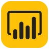 Icône de Power BI, outil de business intelligence et de visualisation de données.
